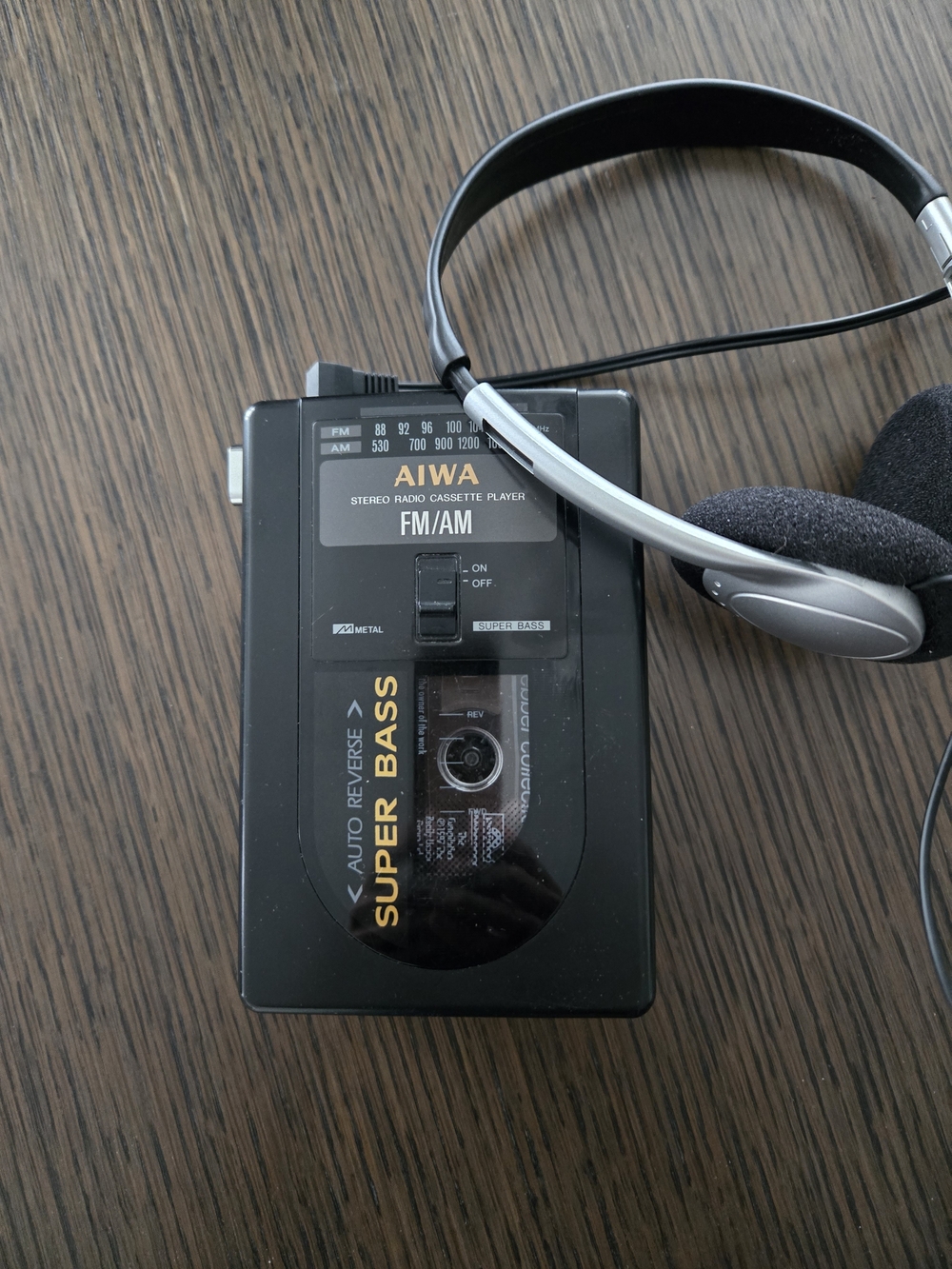 Aiwa "Walkman" Black Portable Cassette Player with FM/AM & Headphones